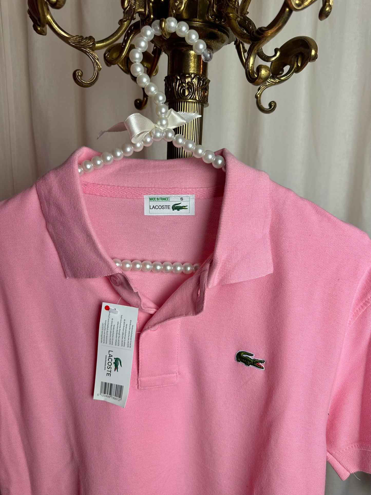 Polo Lacoste korte mouw lichtroze maat S