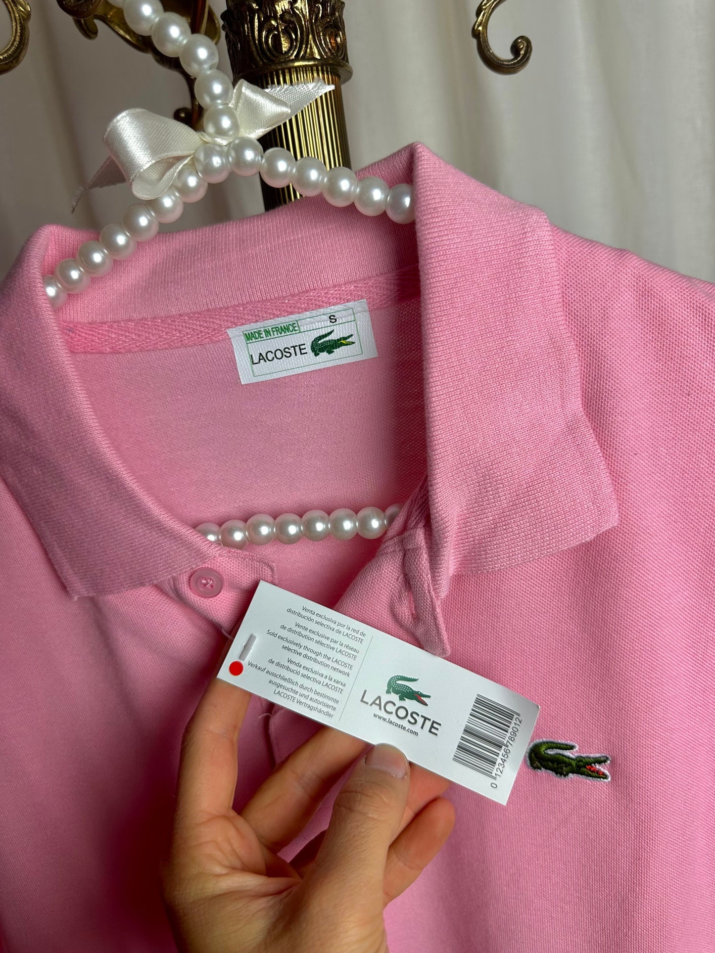 Polo Lacoste korte mouw lichtroze maat S