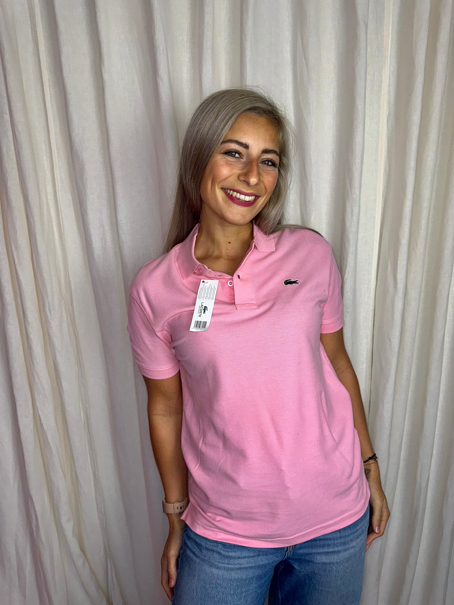 Polo Lacoste korte mouw lichtroze maat S