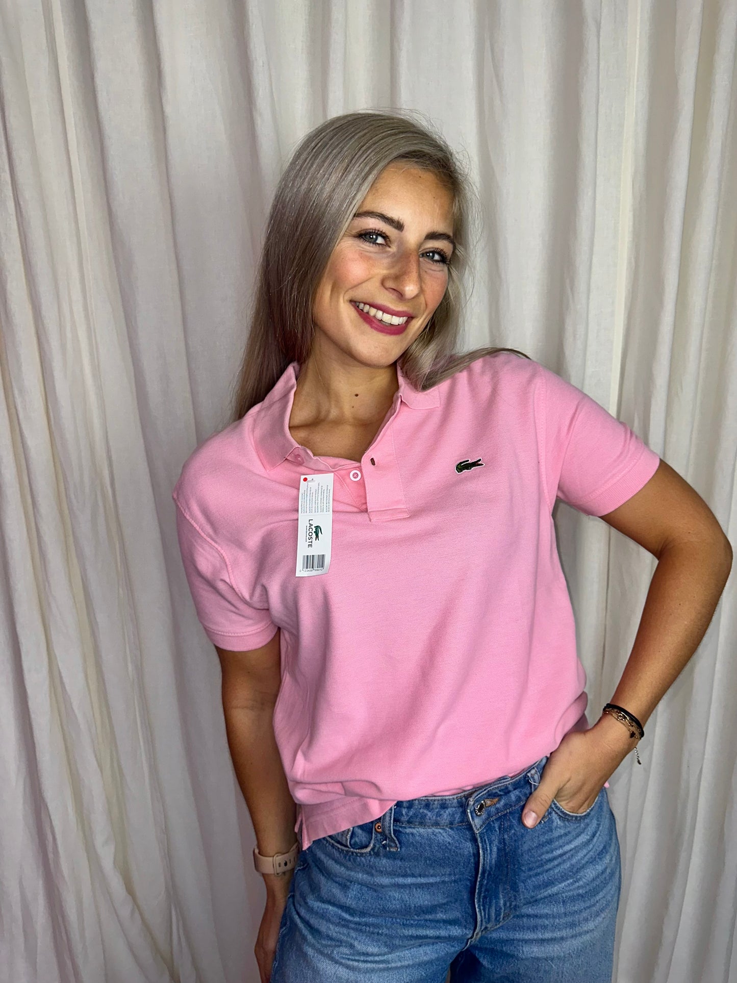 Polo Lacoste korte mouw lichtroze maat S