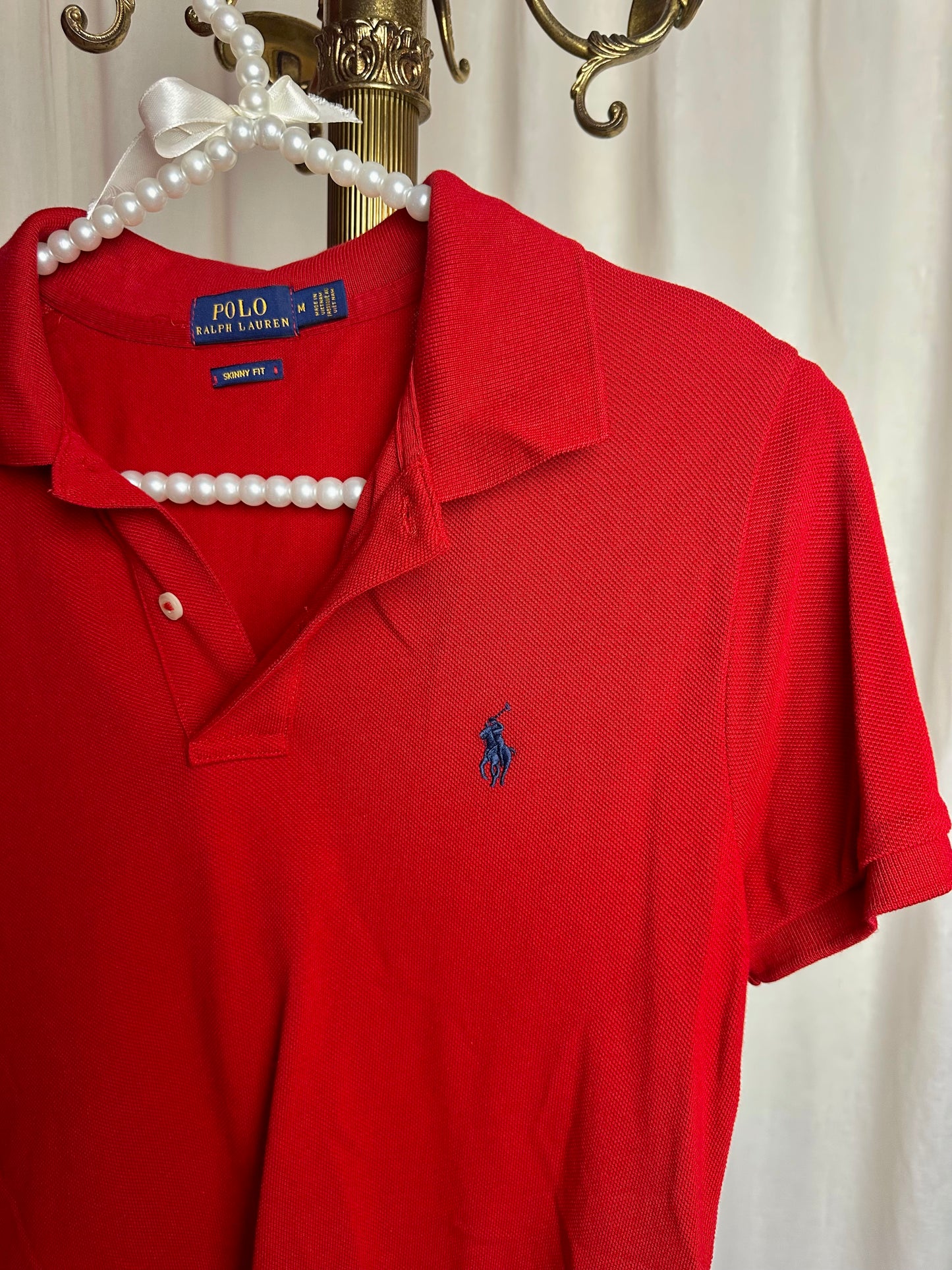 Polo Ralph Lauren skinny fit korte mouw rood maat M