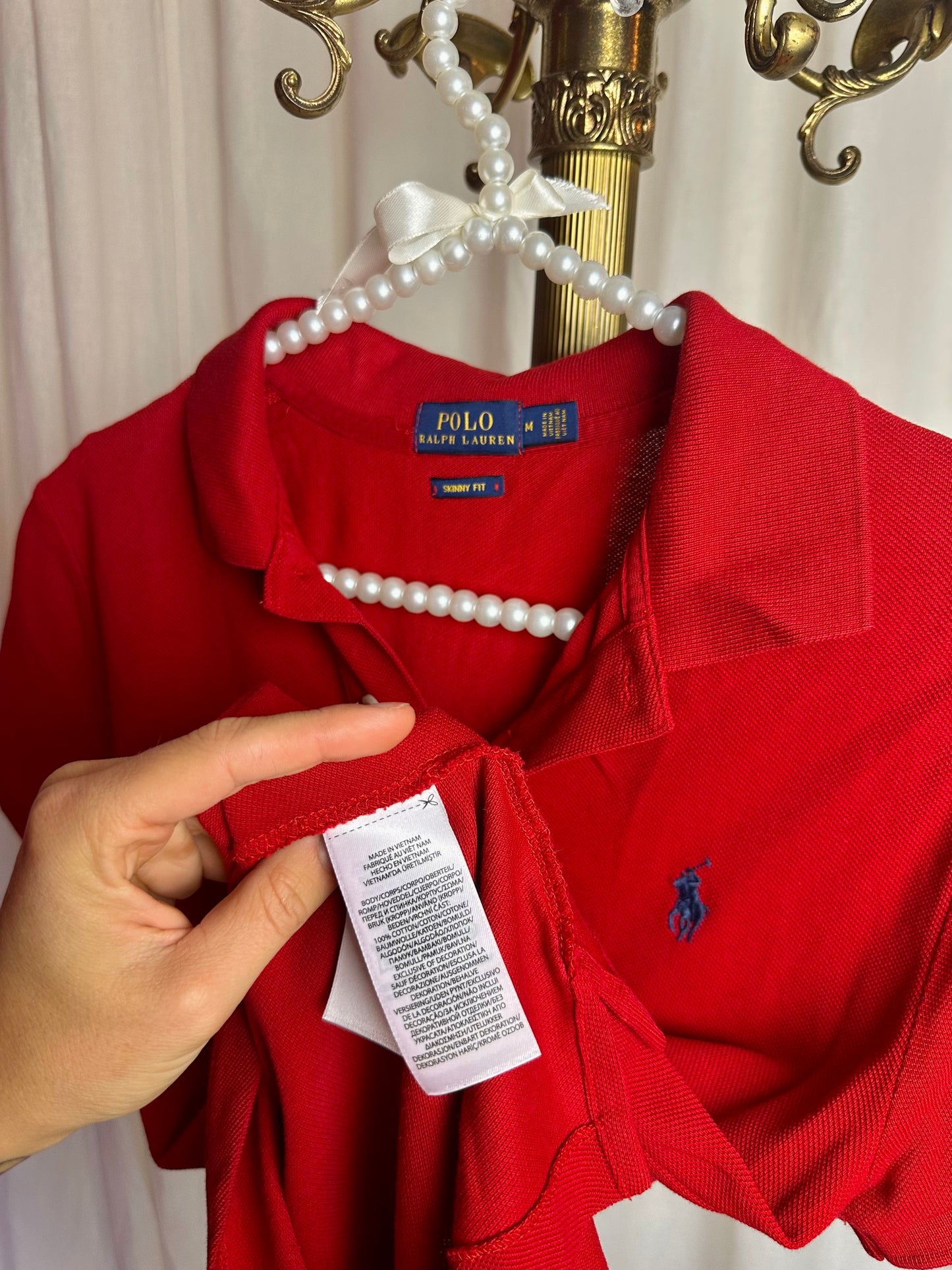 Polo Ralph Lauren skinny fit korte mouw rood maat M