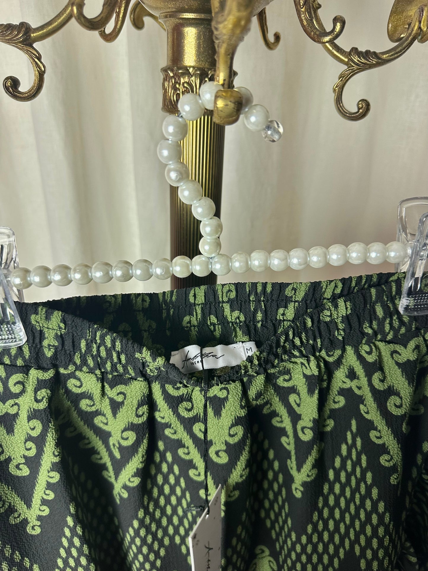 Rok Ambika print groen,zwart maat M