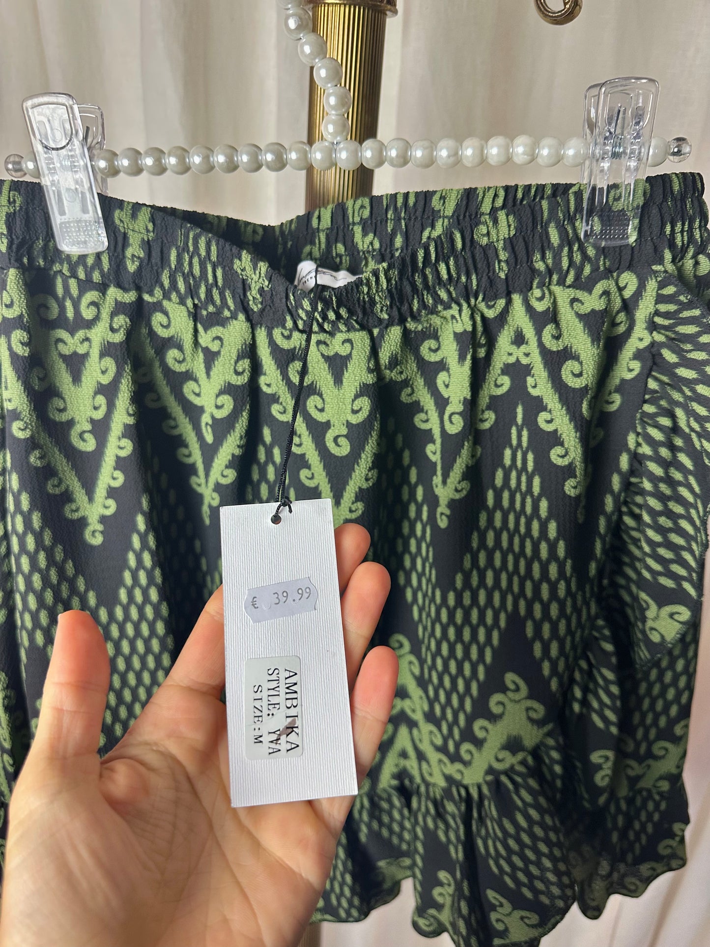 Rok Ambika print groen,zwart maat M