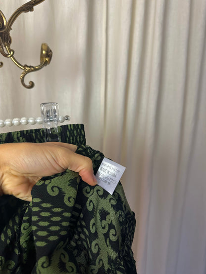 Rok Ambika print groen,zwart maat M