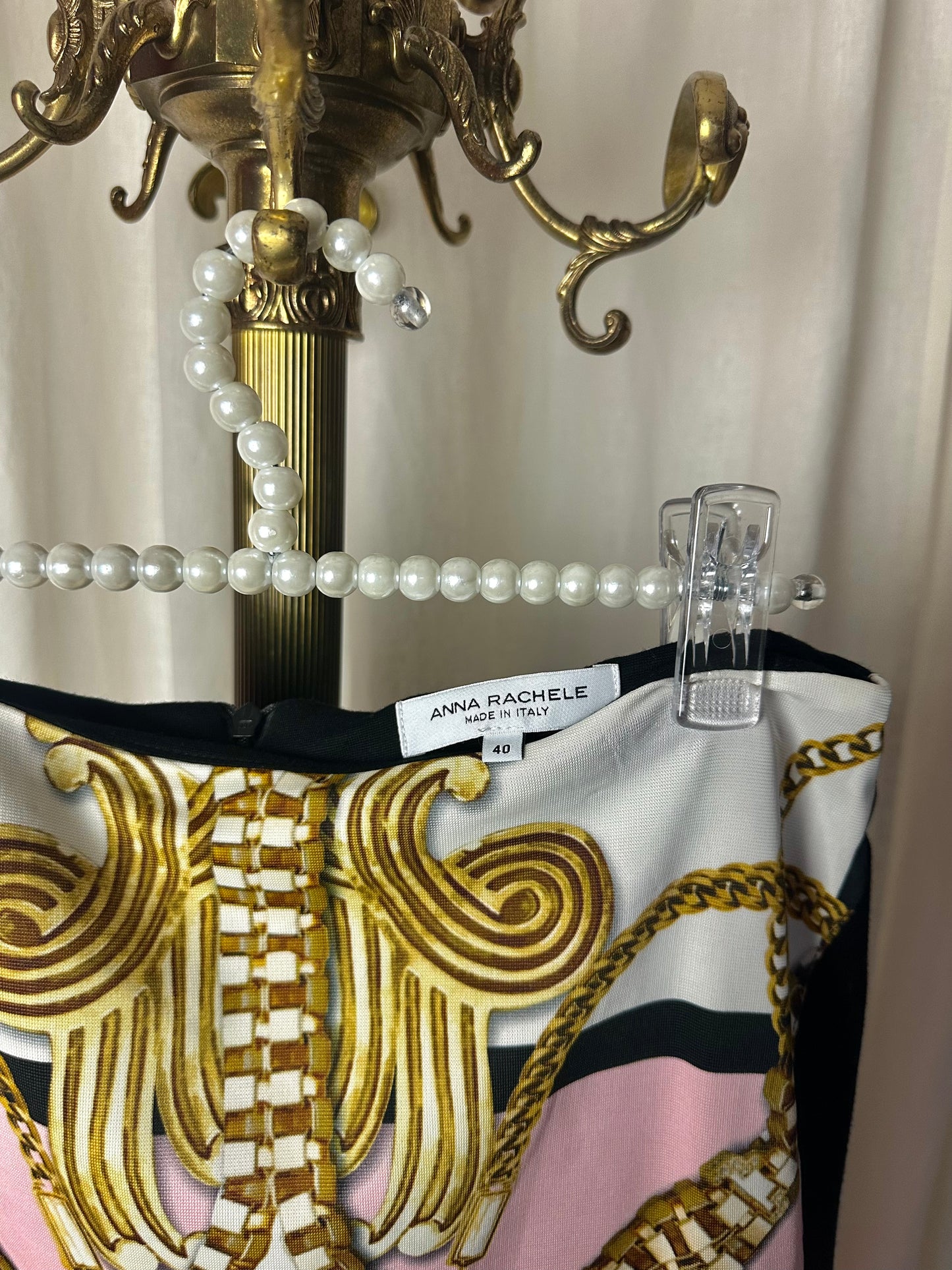 Rok Anna Rachele print kettingen goud,roze,zwart maat 40