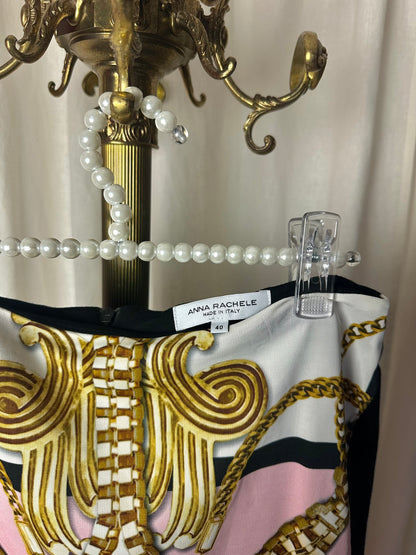 Rok Anna Rachele print kettingen goud,roze,zwart maat 40