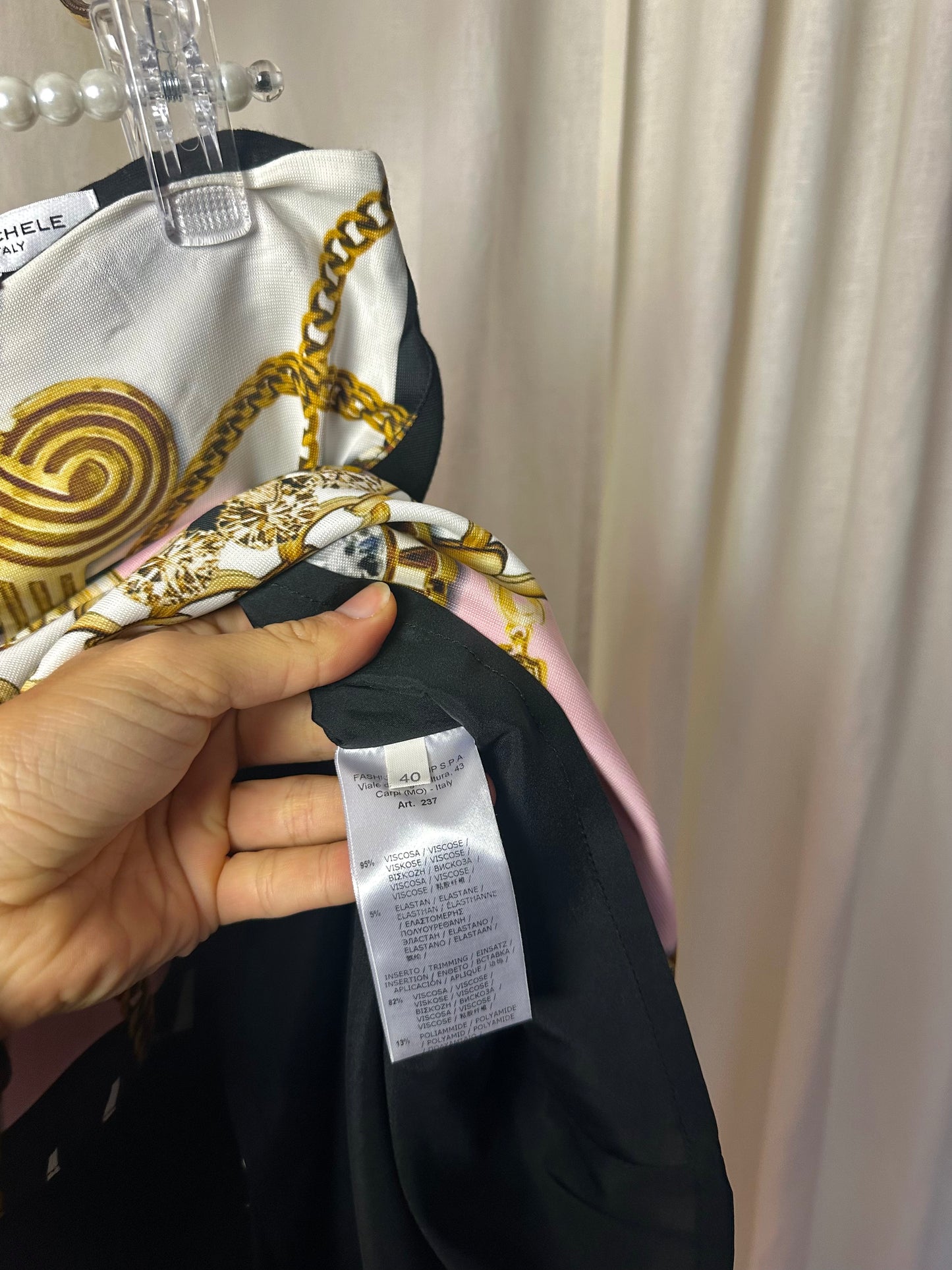 Rok Anna Rachele print kettingen goud,roze,zwart maat 40