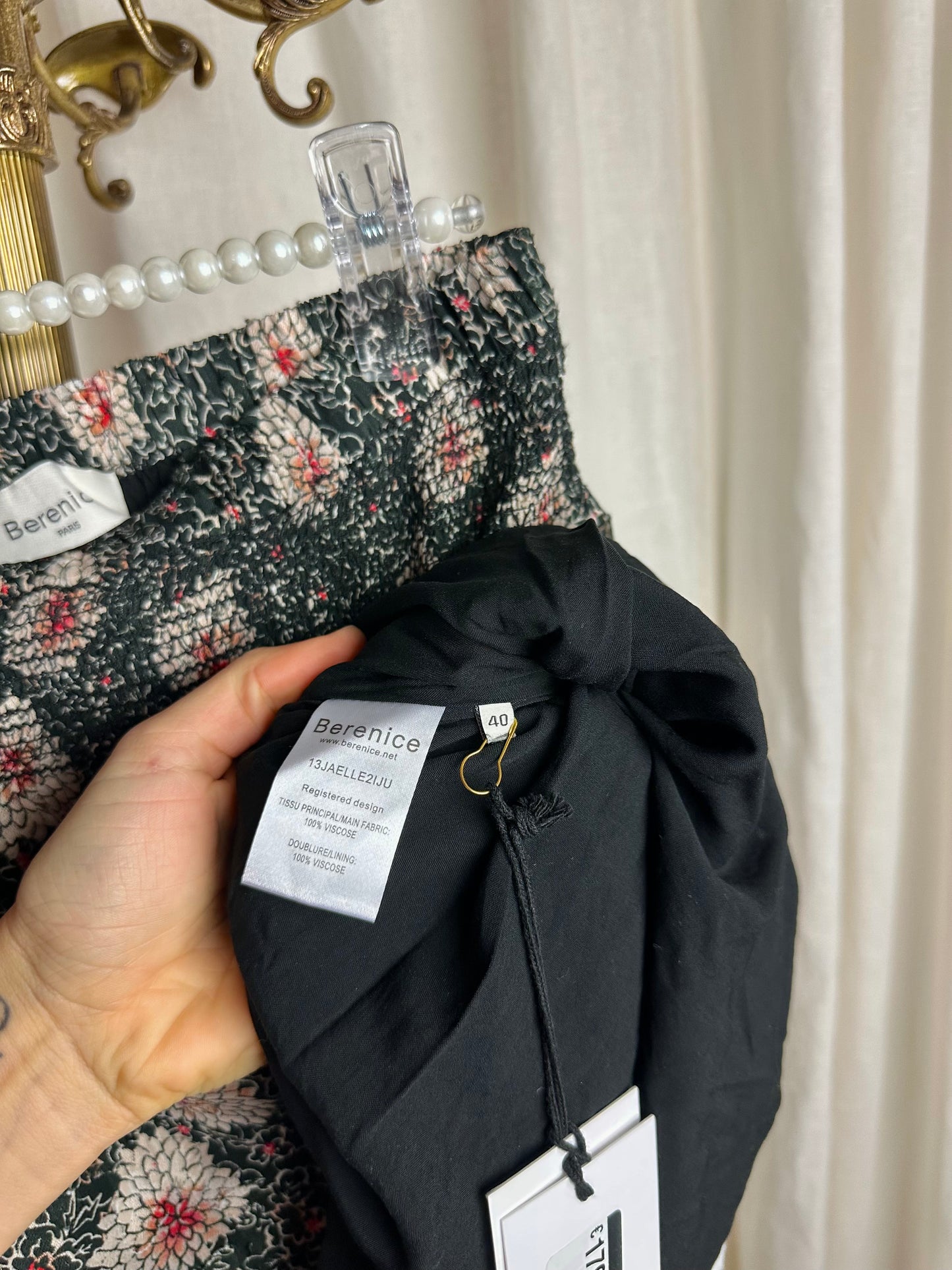 Rok Berenice Jaelle smocks zwart - Maat 40