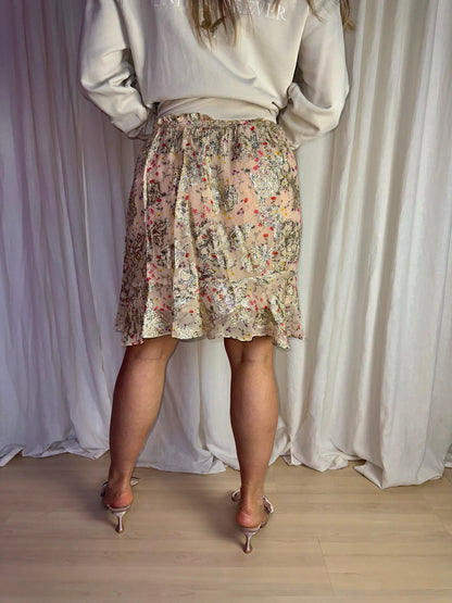Rok Berenice print beige goud - Maat 40