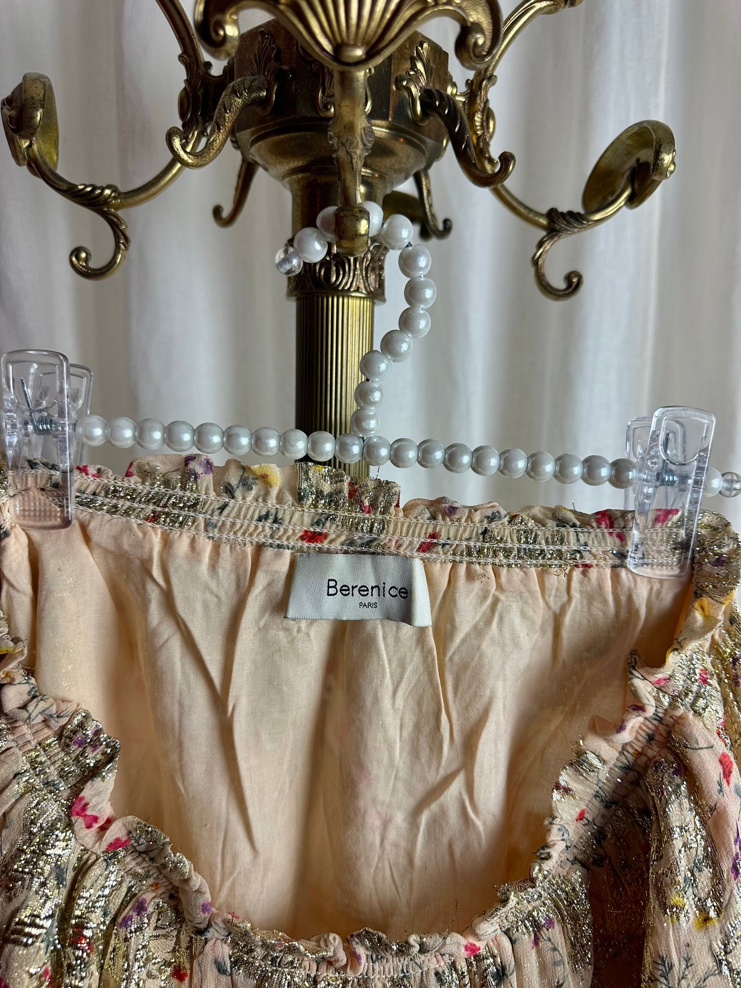 Rok Berenice print beige goud - Maat 40