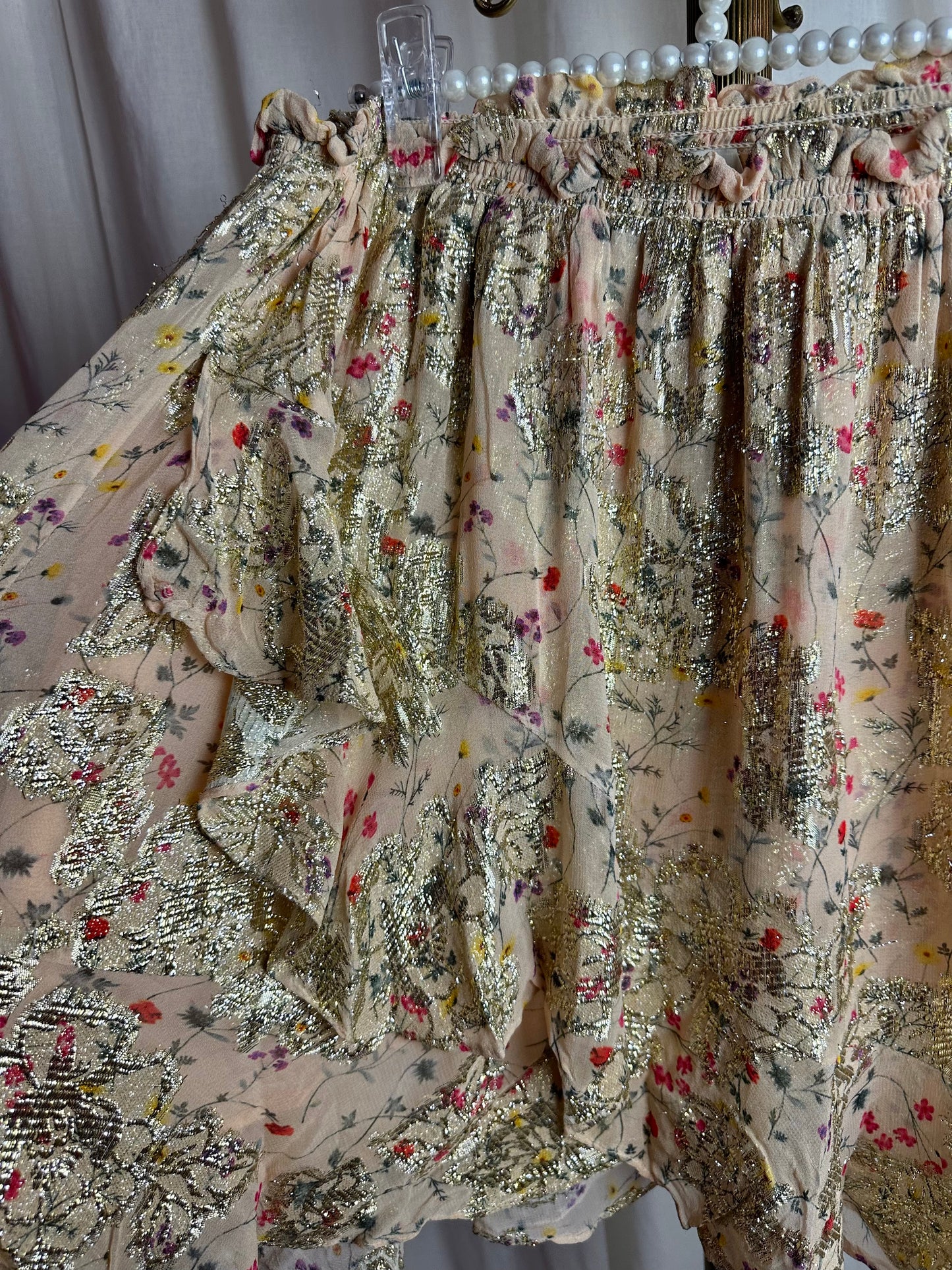 Rok Berenice print beige goud - Maat 40