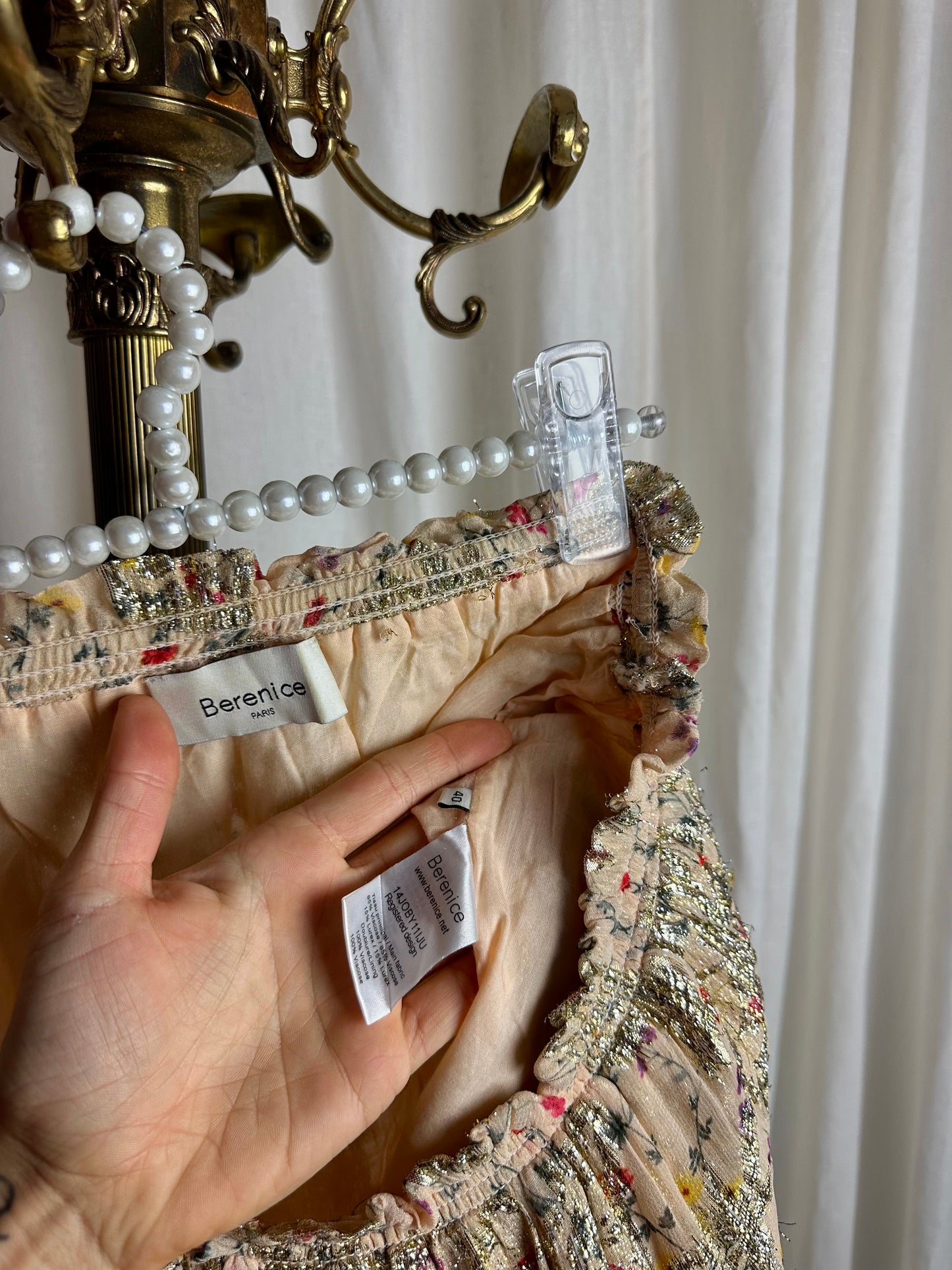 Rok Berenice print beige goud - Maat 40