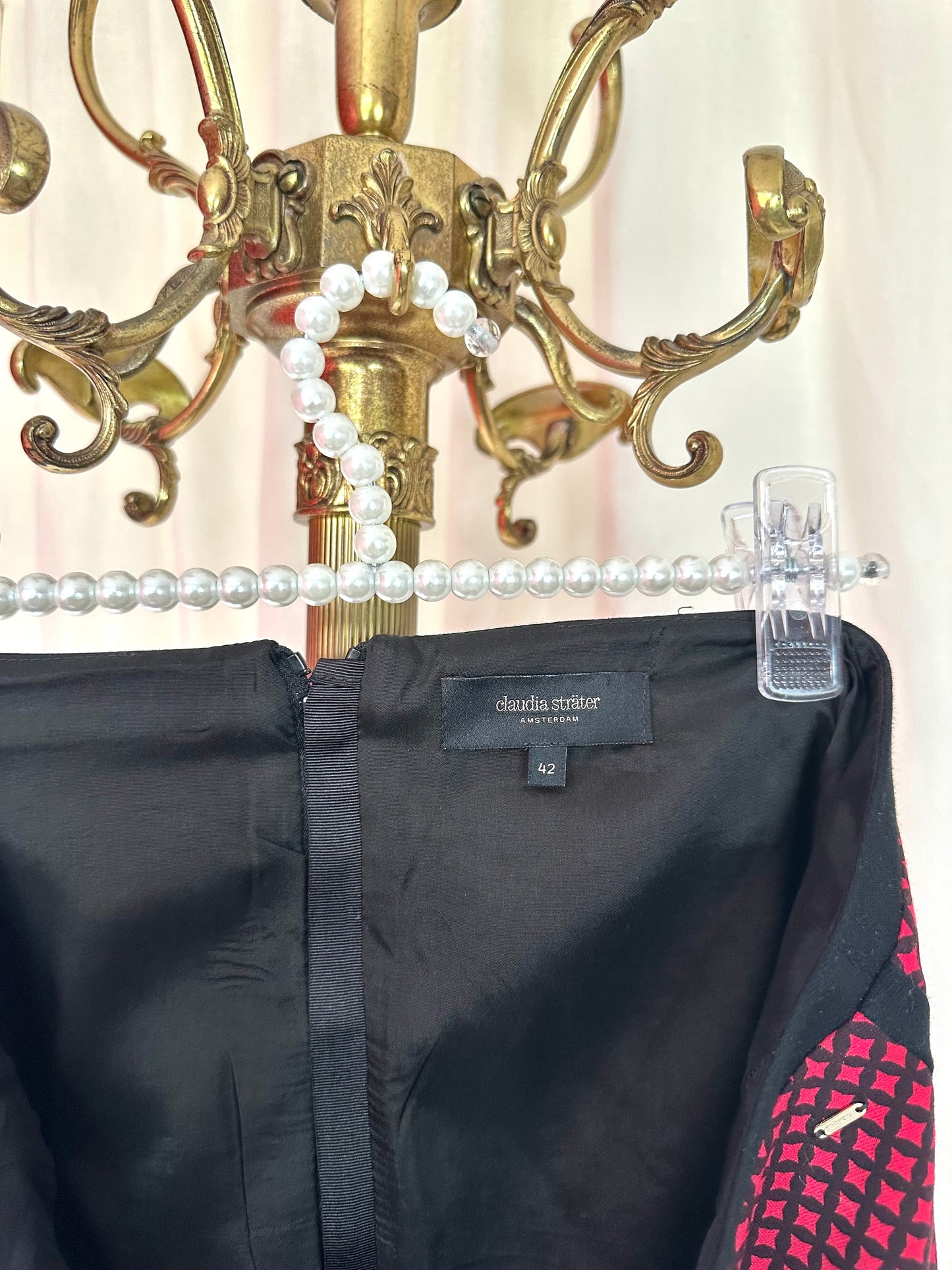 Rok Claudia Strater print rood,zwart maat XL