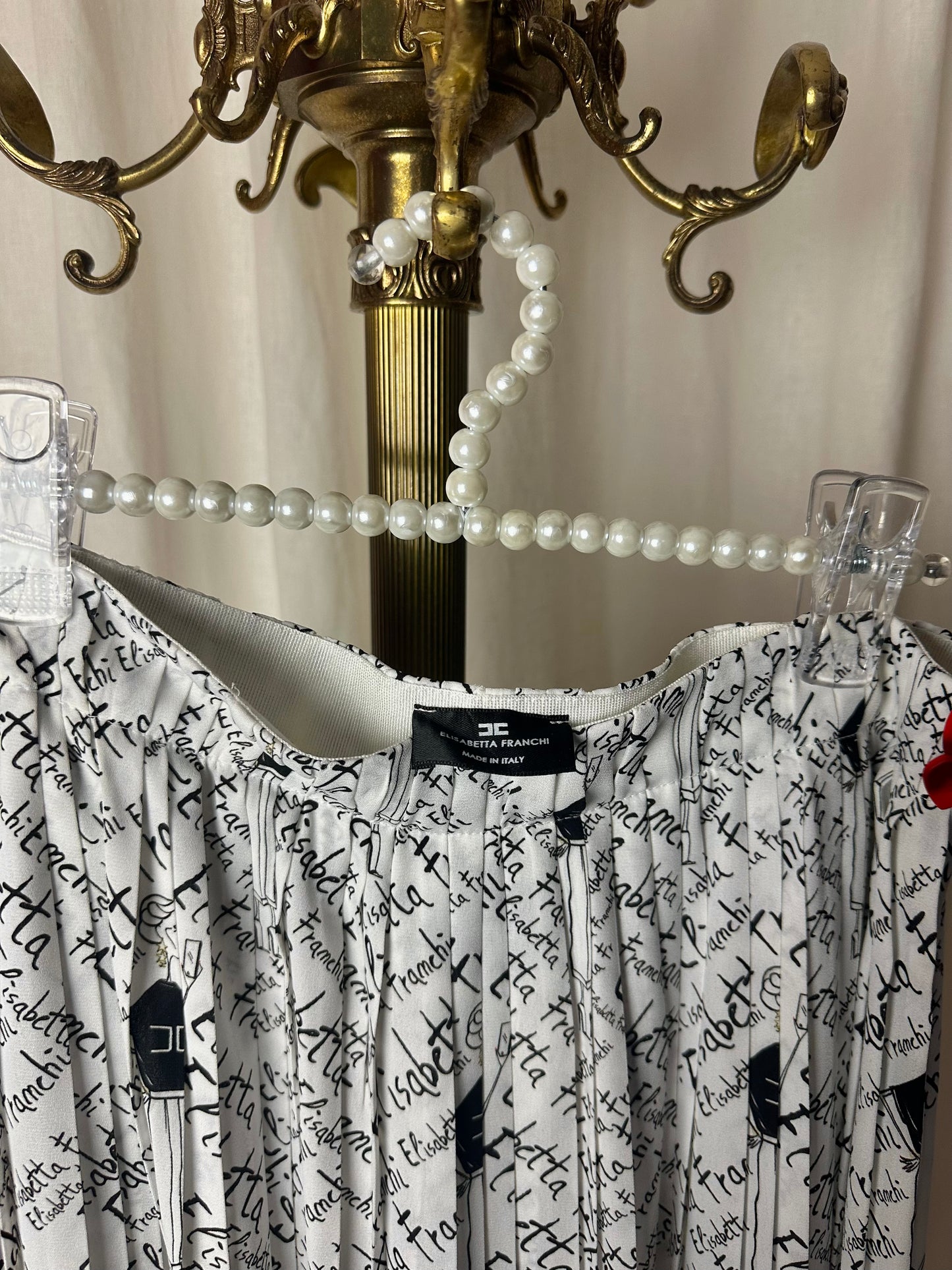 Rok Elisabetta Franchi Gonna plissé letters wit,zwart maat 40