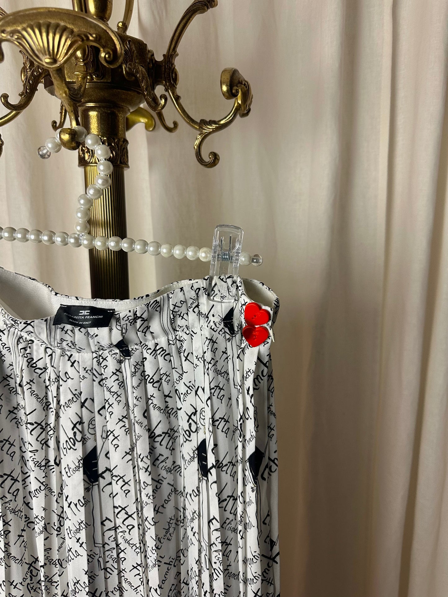 Rok Elisabetta Franchi Gonna plissé letters wit,zwart maat 40