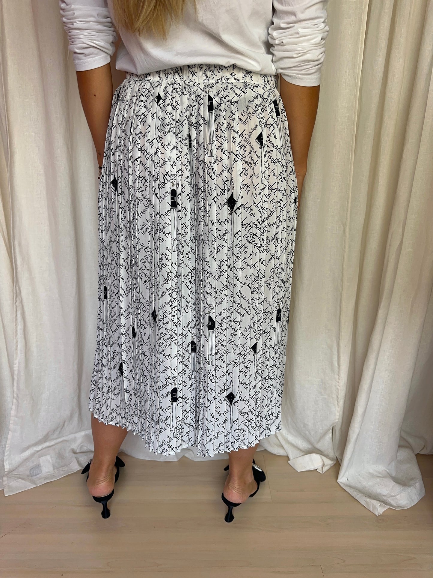 Rok Elisabetta Franchi Gonna plissé letters wit,zwart maat 40