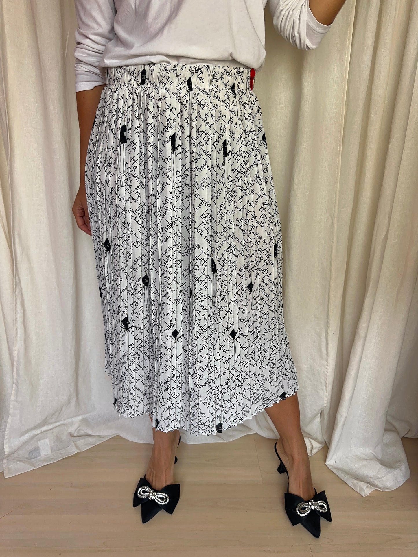 Rok Elisabetta Franchi Gonna plissé letters wit,zwart maat 40