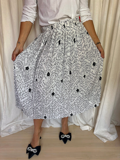 Rok Elisabetta Franchi Gonna plissé letters wit,zwart maat 40