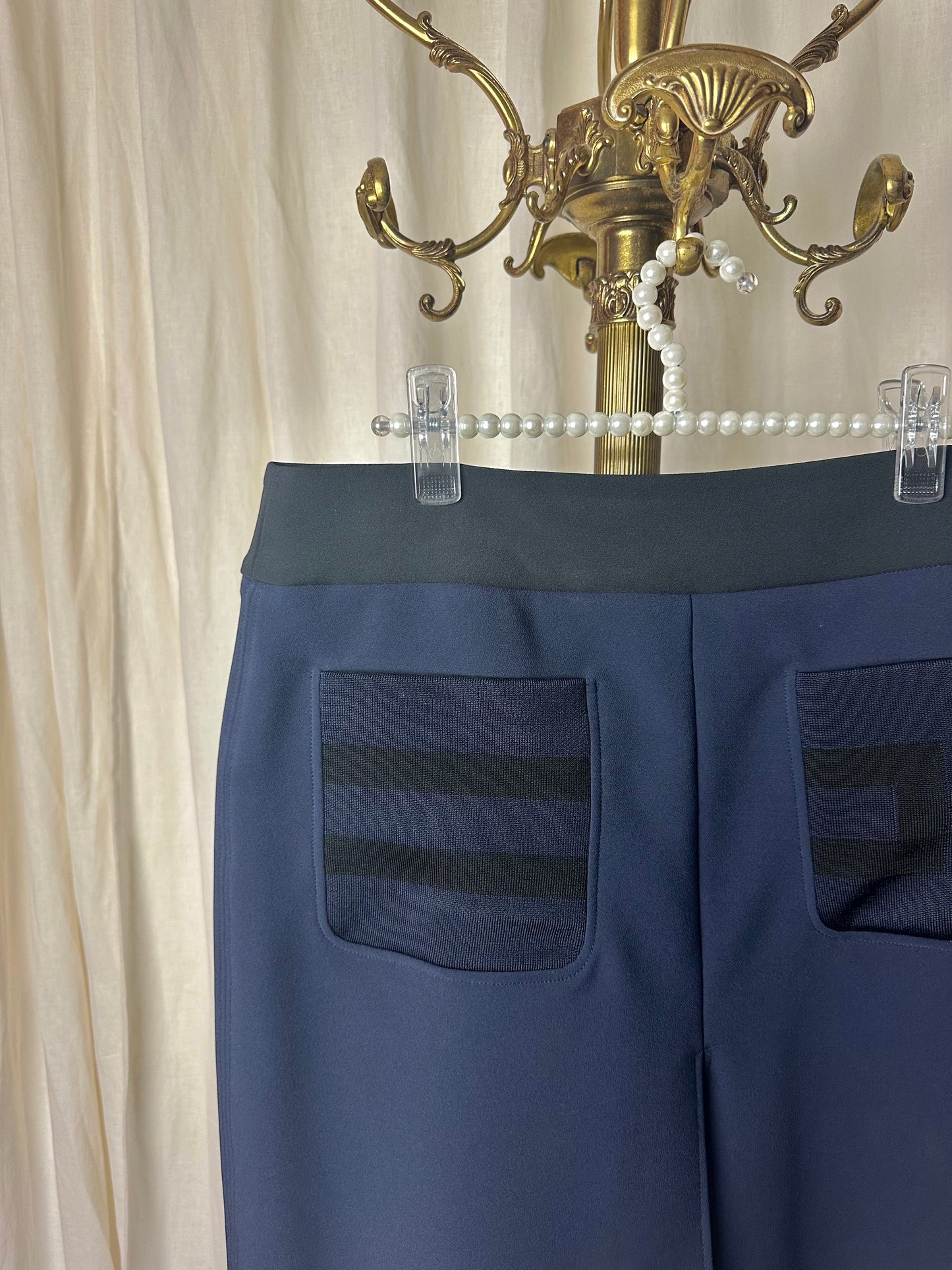 Rok Elisabetta Franchi donkerblauw/zwart italiaanse maat 46 - maat 40 (L)
