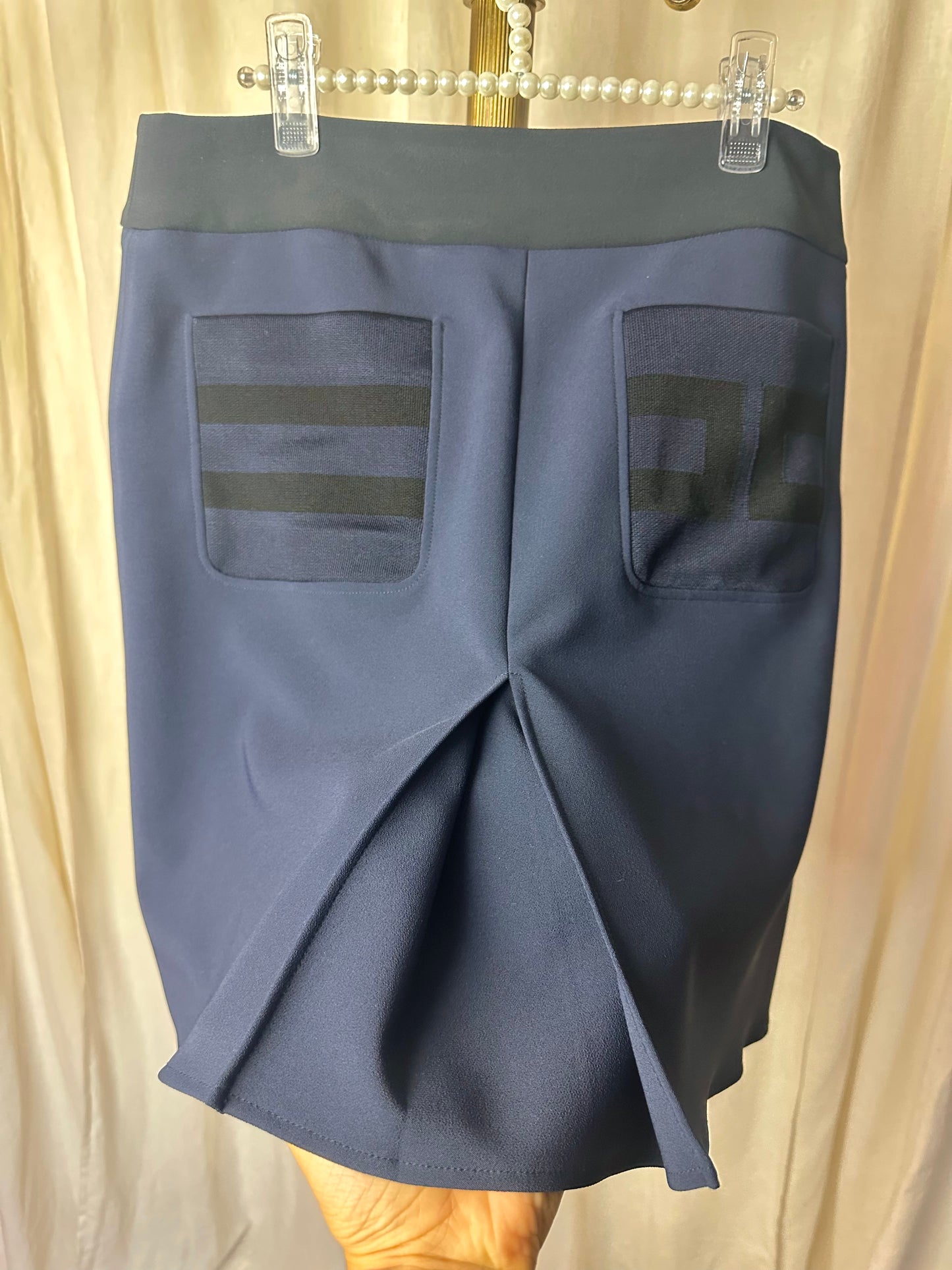 Rok Elisabetta Franchi donkerblauw/zwart italiaanse maat 46 - maat 40 (L)