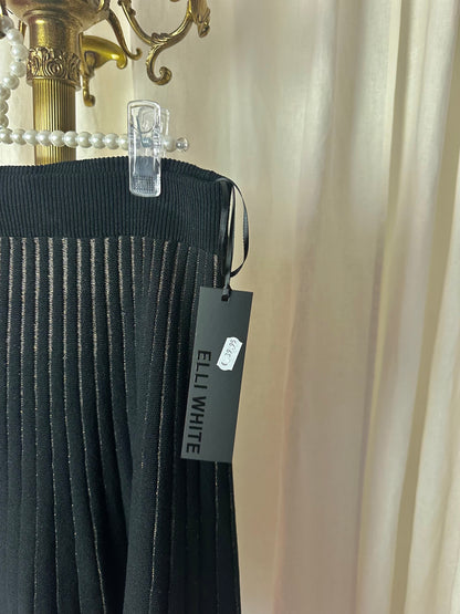 Rok Elli white midi plissé zwart,goud maat S/M