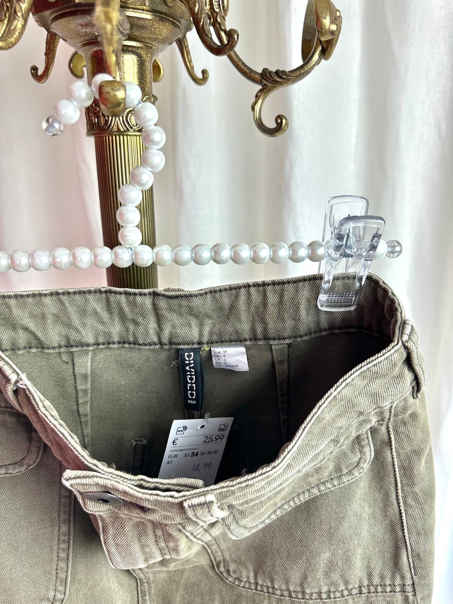 Rok H&M divided cargo khaki maat 34