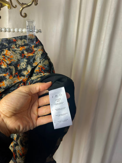 Rok IRO Leonce print ruches zwart, groen, oranje - maat 42