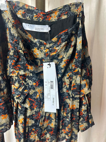 Rok IRO Leonce print ruches zwart, groen, oranje - maat 42
