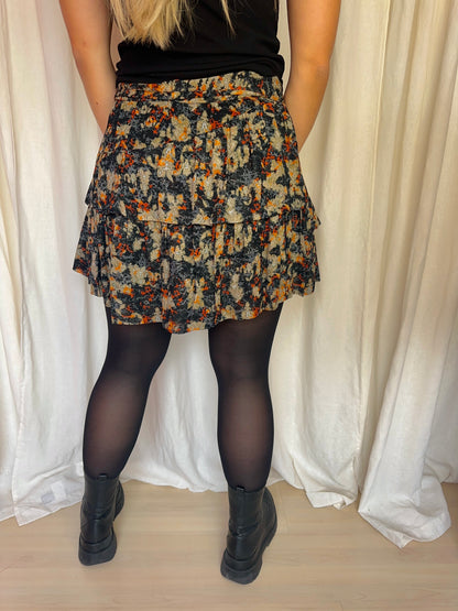 Rok IRO Leonce print ruches zwart, groen, oranje - maat 42
