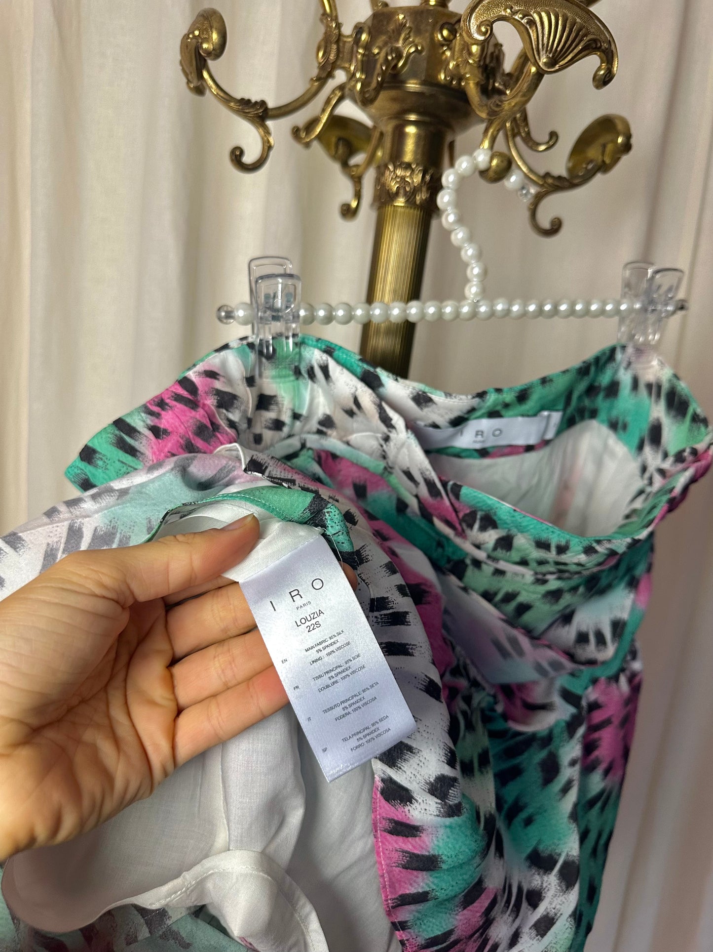 Rok IRO Louzia ruffles mintgroen,roze,wit maat 44