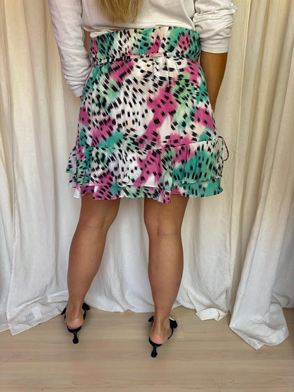Rok IRO Louzia ruffles mintgroen,roze,wit maat 44