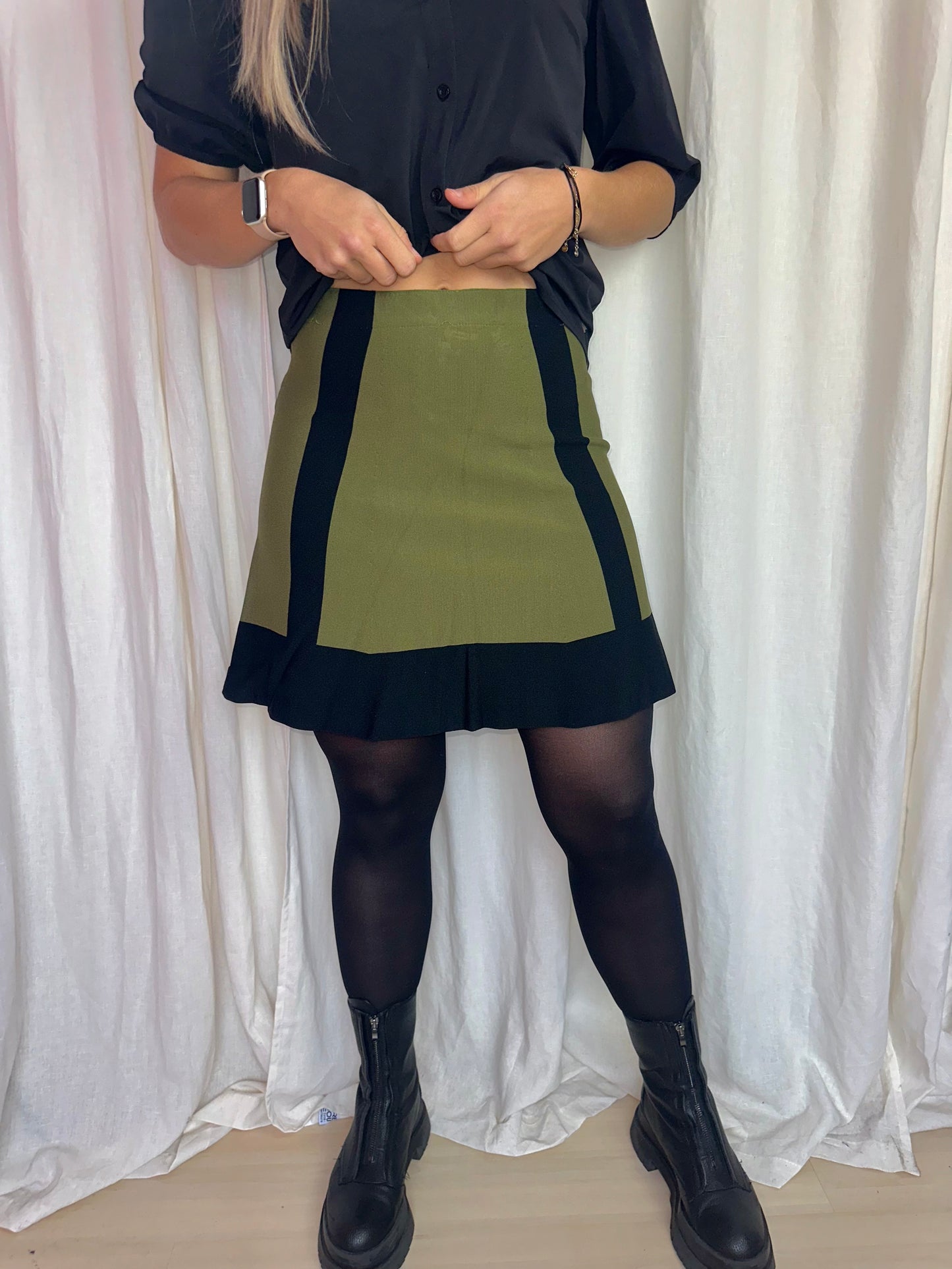 Rok Nikkie klokkend zwart/groen - maat 38(M)