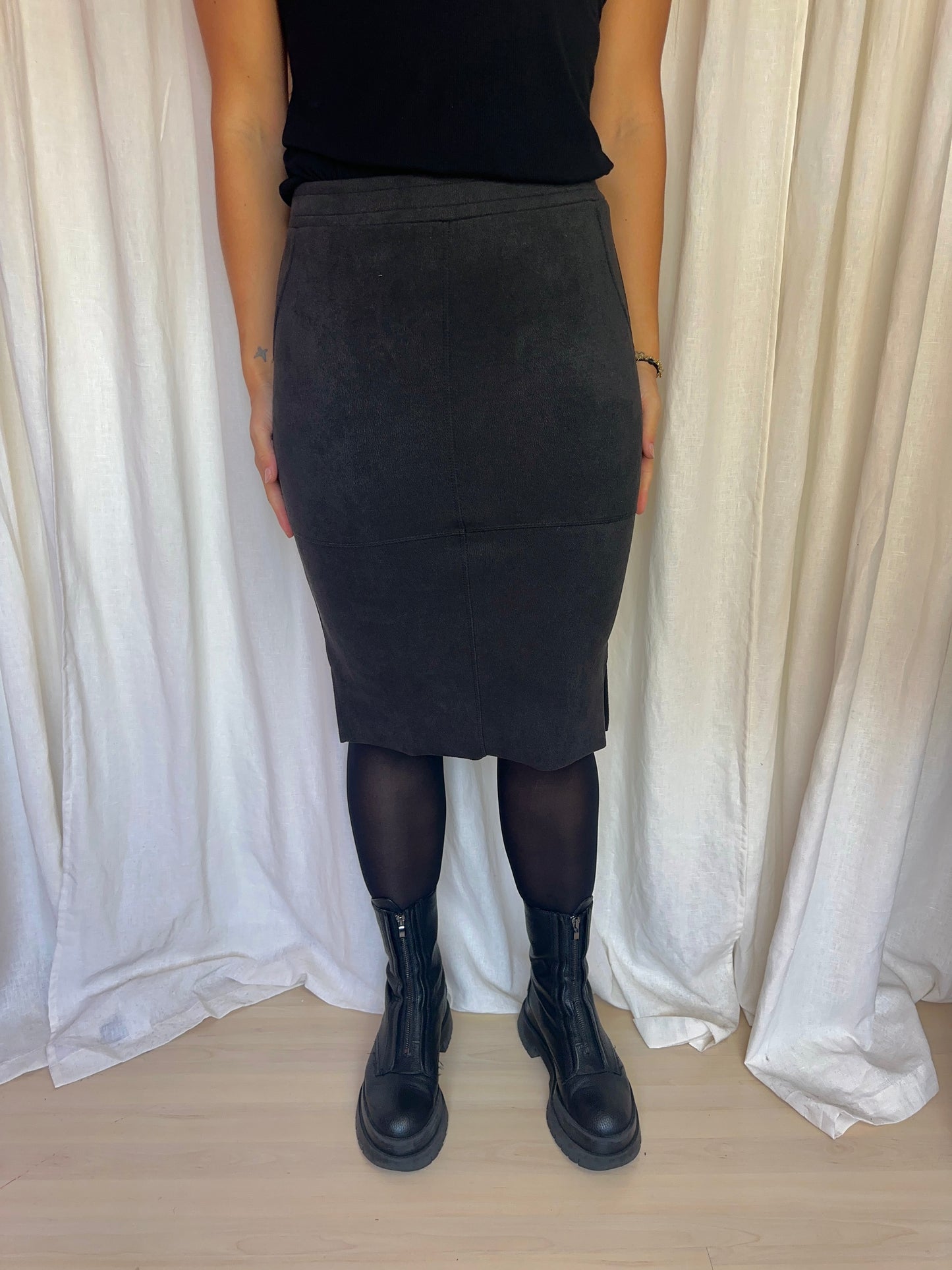 Rok Penn&Ink casual basic stretch grijs maat S