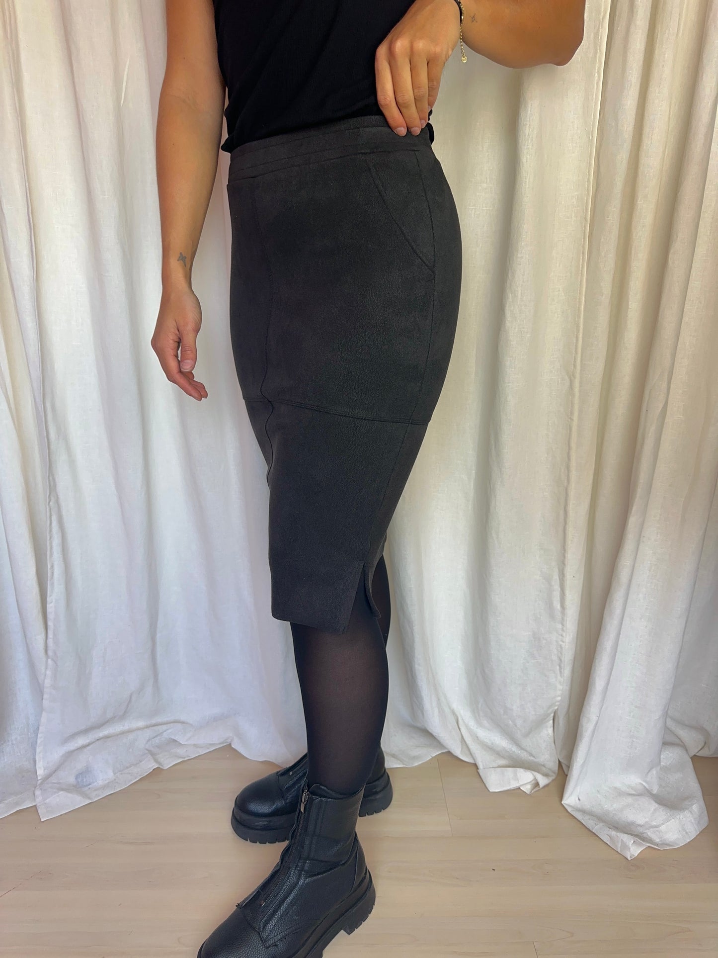 Rok Penn&Ink casual basic stretch grijs maat S