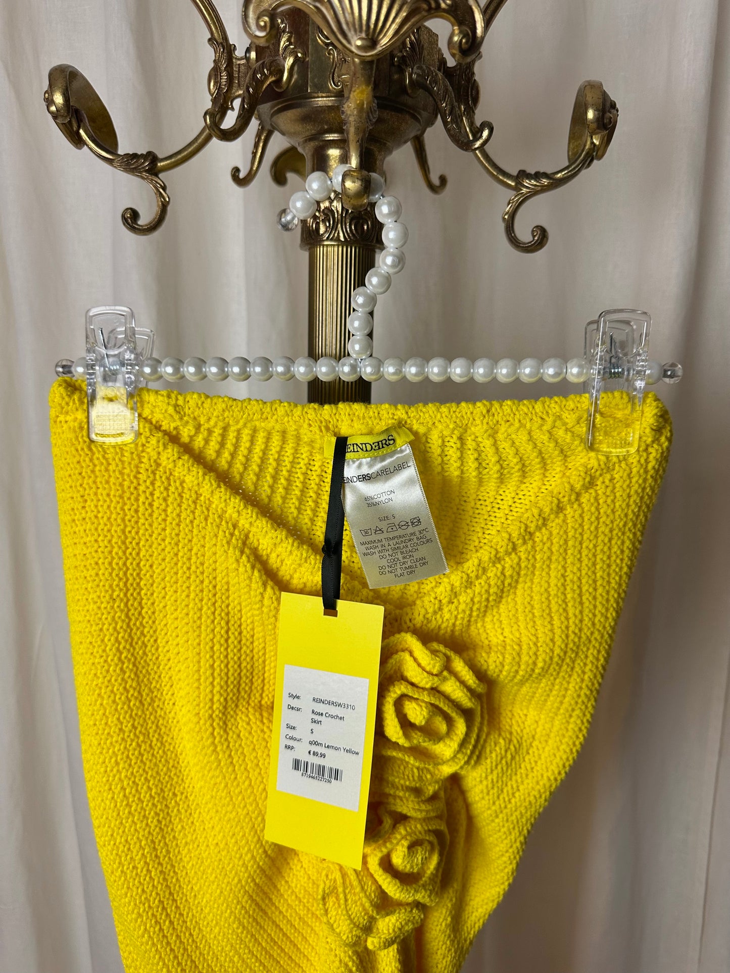 Rok Reinders rose crochet gebreid bloemen lemon yellow maat S