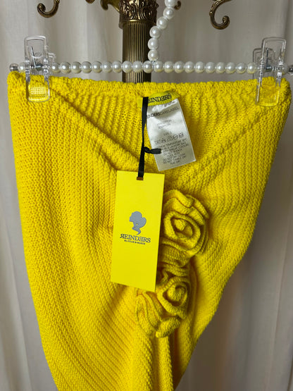 Rok Reinders rose crochet gebreid bloemen lemon yellow maat S