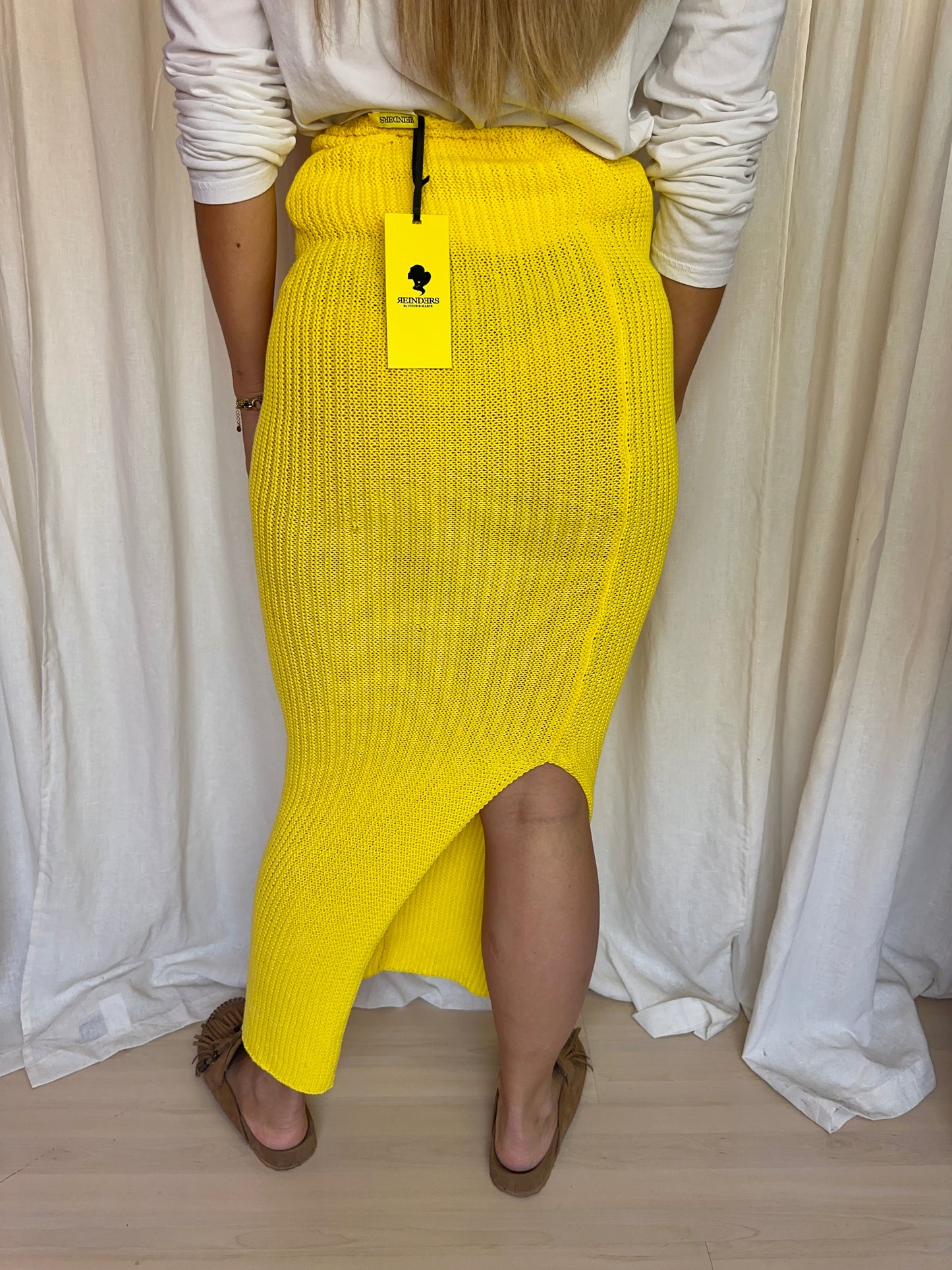 Rok Reinders rose crochet gebreid bloemen lemon yellow maat S