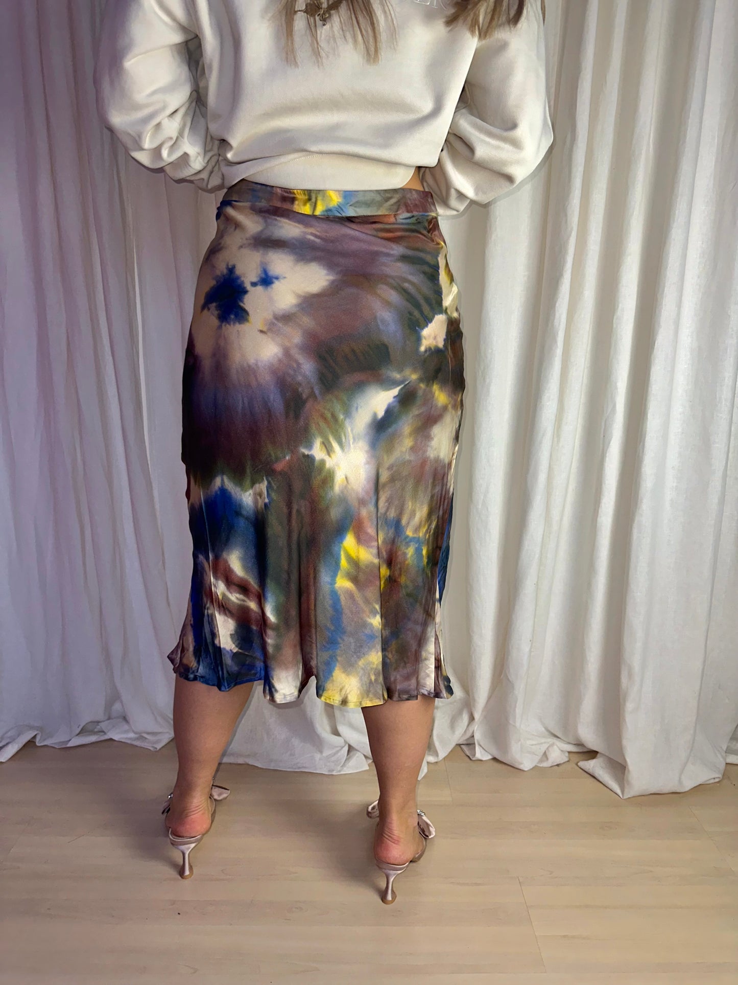 Rok SET Artistieke Print Multicolor Viscose, Zijde – Maat 42