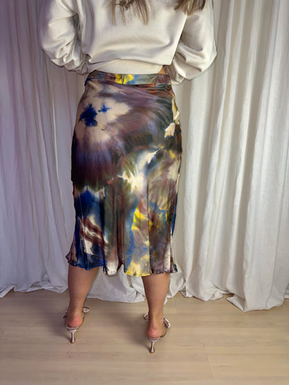 Rok SET Artistieke Print Multicolor Viscose, Zijde – Maat 42