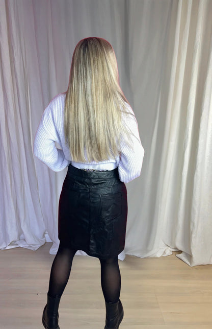 Rok SET leer zwart maat L