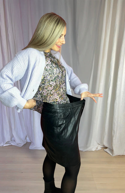 Rok SET leer zwart maat L