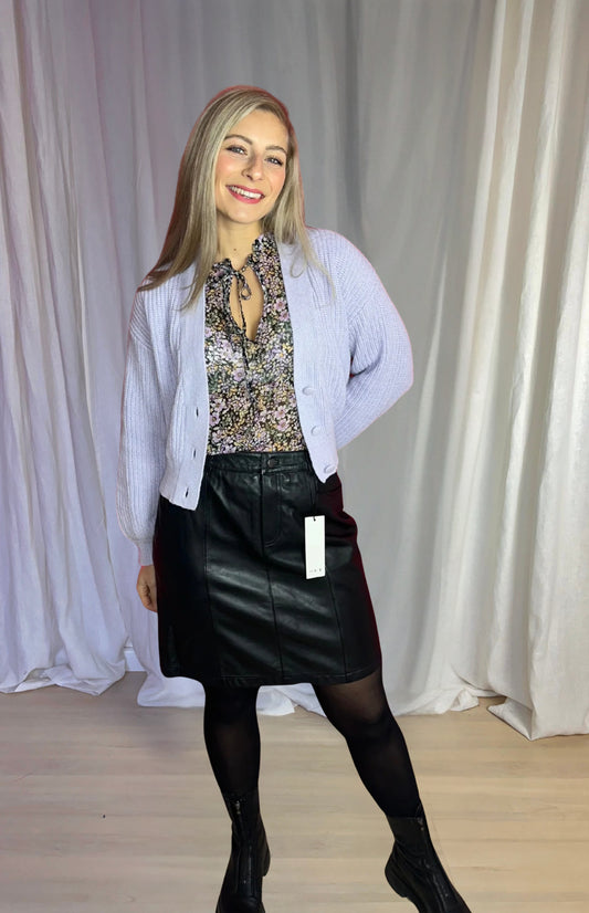 Rok SET leer zwart maat L