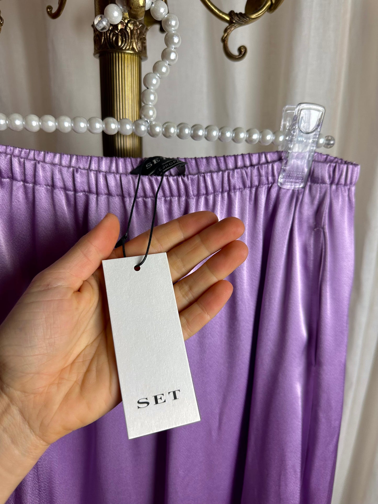 Rok SET satijnlook lila - Maat 36