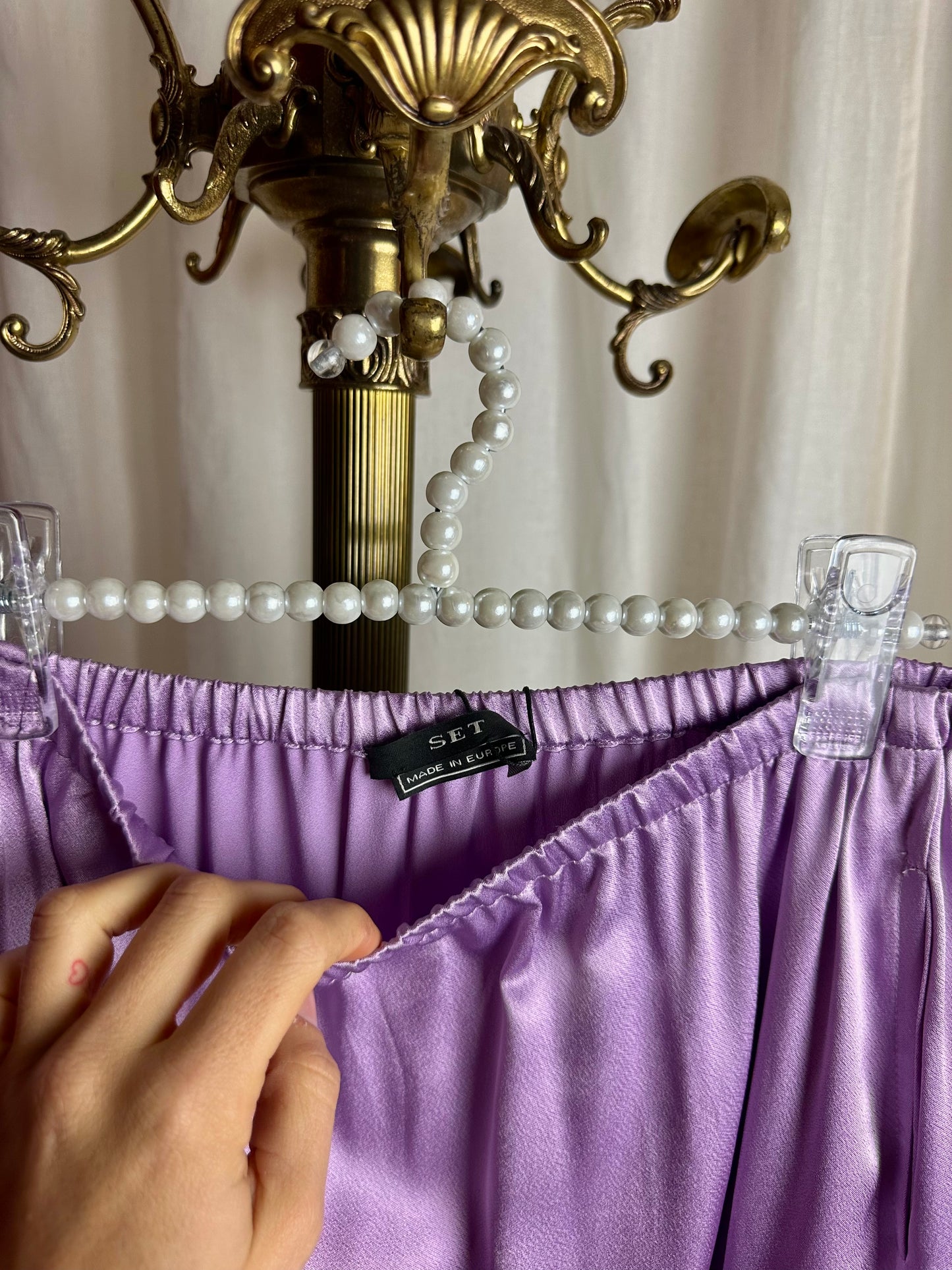 Rok SET satijnlook lila - Maat 36