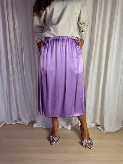 Rok SET satijnlook lila - Maat 36