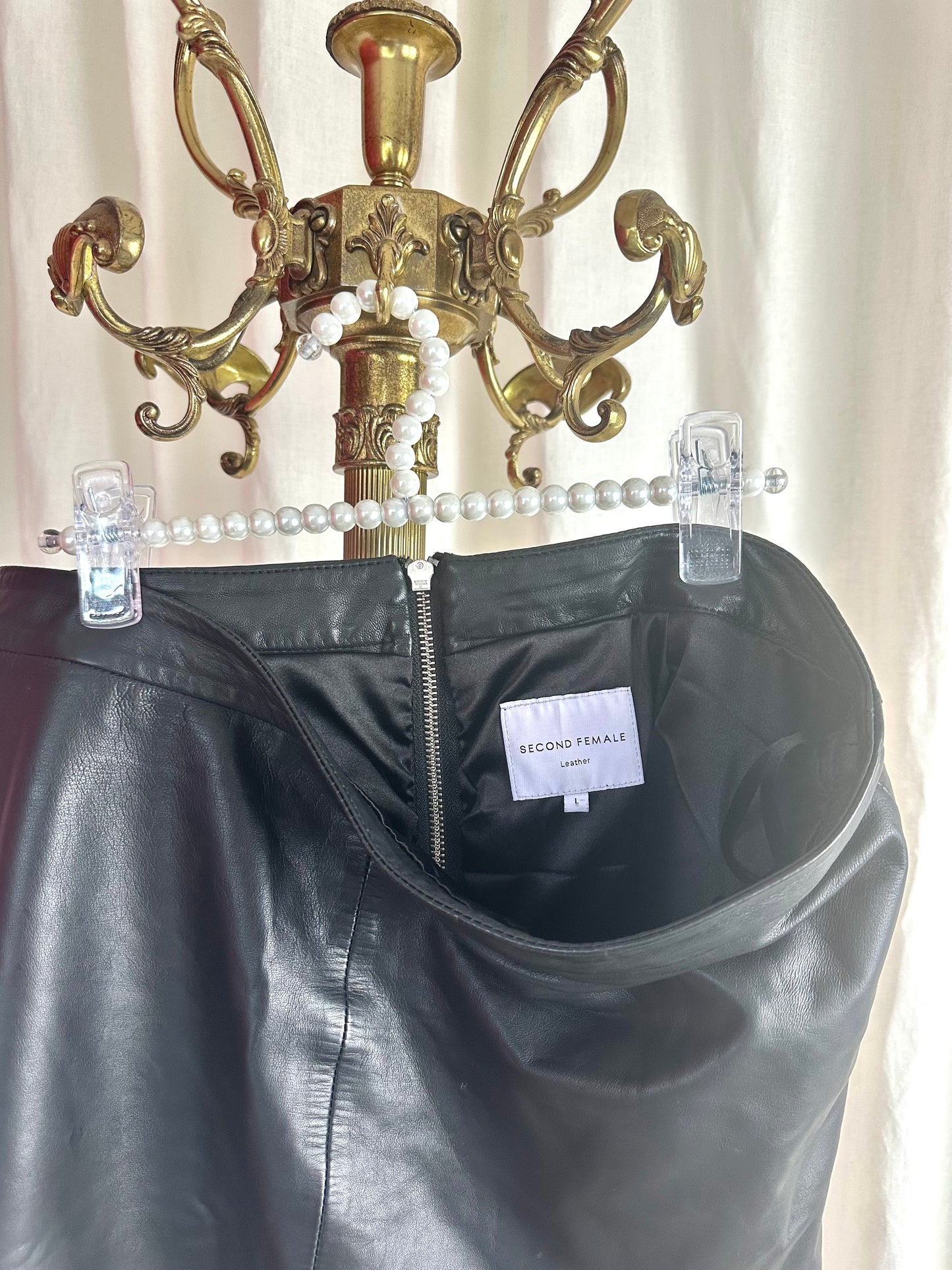 Rok Second Female leer zwart maat L