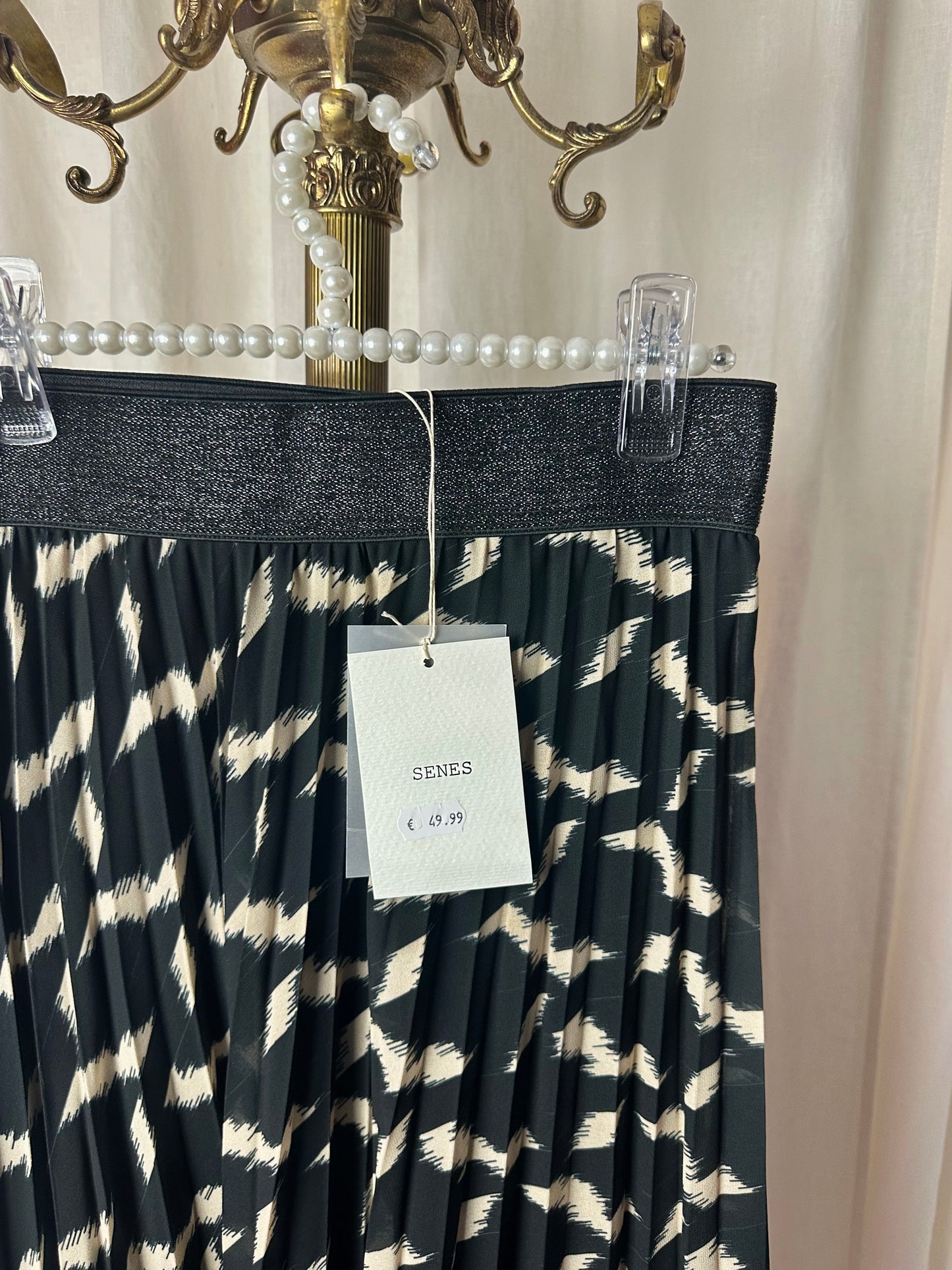 Rok Senses plissé print zwart,beige onesize