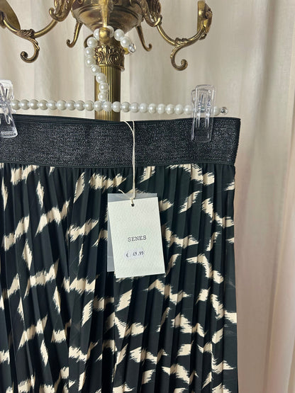 Rok Senses plissé print zwart,beige onesize