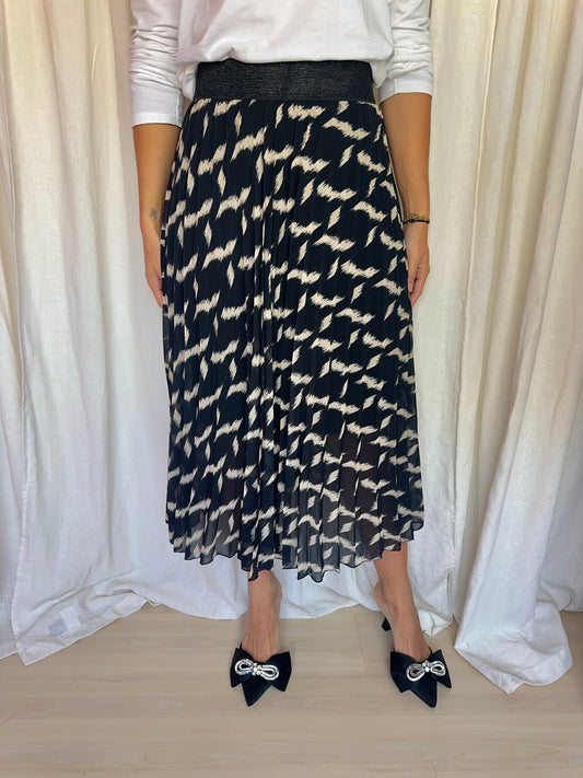 Rok Senses plissé print zwart,beige onesize